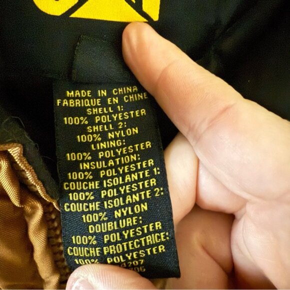 Caterpillar CAT Mens Large Tan Grey Water Resistant Jacket Workwear - Picture 5 of 6